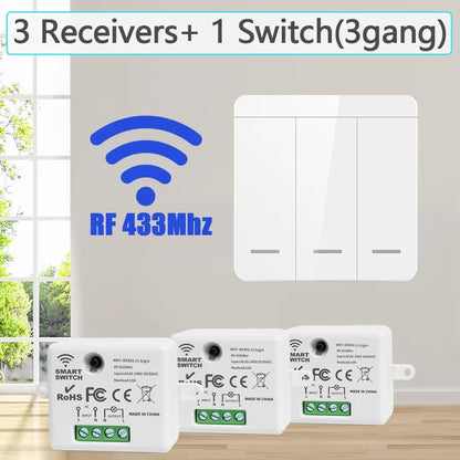 Smart Wireless Switch RF 433Mhz Self-Powered Push Button Wall Panels Remote Controller Light Switch Waterproof Wall Switch