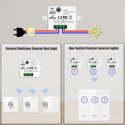 Smart Wireless Switch RF 433Mhz Self-Powered Push Button Wall Panels Remote Controller Light Switch Waterproof Wall Switch