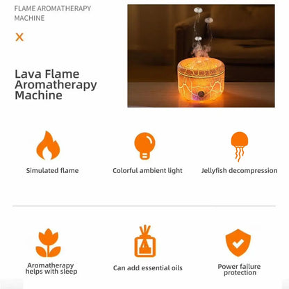 500Ml Volcano Flame Aroma Diffuser 7-Color LED Essential Oil Humidifier Glass Dome Home Gift