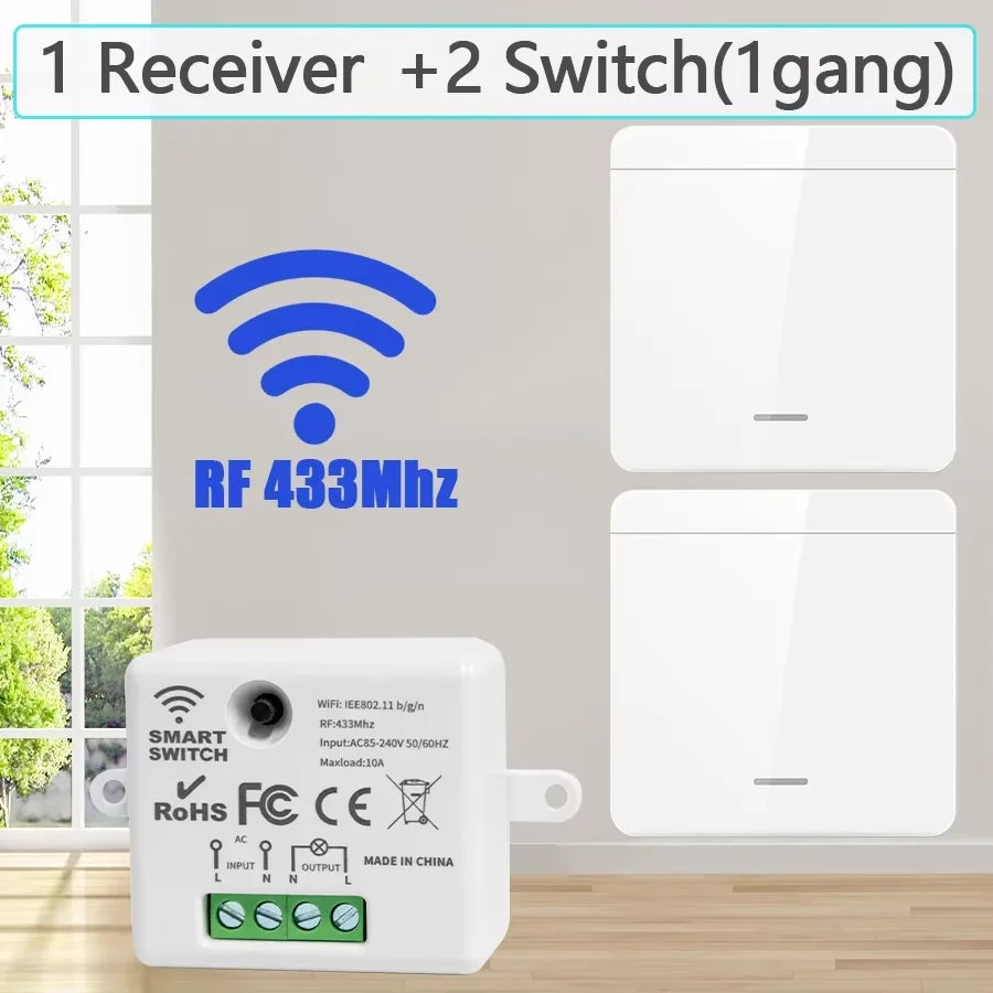 Smart Wireless Switch RF 433Mhz Self-Powered Push Button Wall Panels Remote Controller Light Switch Waterproof Wall Switch