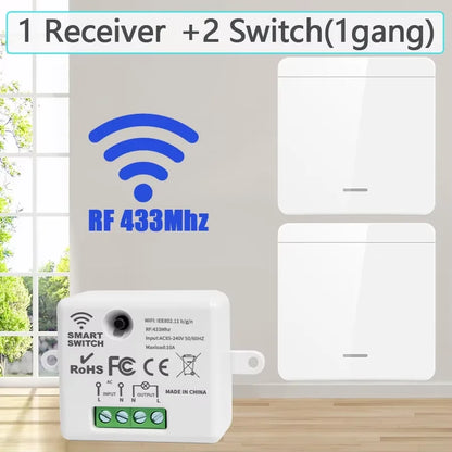 Smart Wireless Switch RF 433Mhz Self-Powered Push Button Wall Panels Remote Controller Light Switch Waterproof Wall Switch