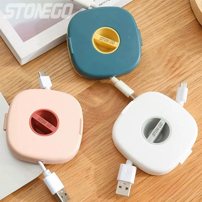 Portable round USB Cable Winder Small Cable Organizer Rotating Data Cable Organizer Mobile Phone Mobile Charging Cable Winder