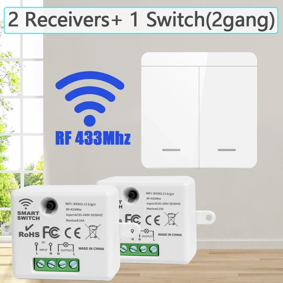 Smart Wireless Switch RF 433Mhz Self-Powered Push Button Wall Panels Remote Controller Light Switch Waterproof Wall Switch