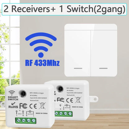 Smart Wireless Switch RF 433Mhz Self-Powered Push Button Wall Panels Remote Controller Light Switch Waterproof Wall Switch