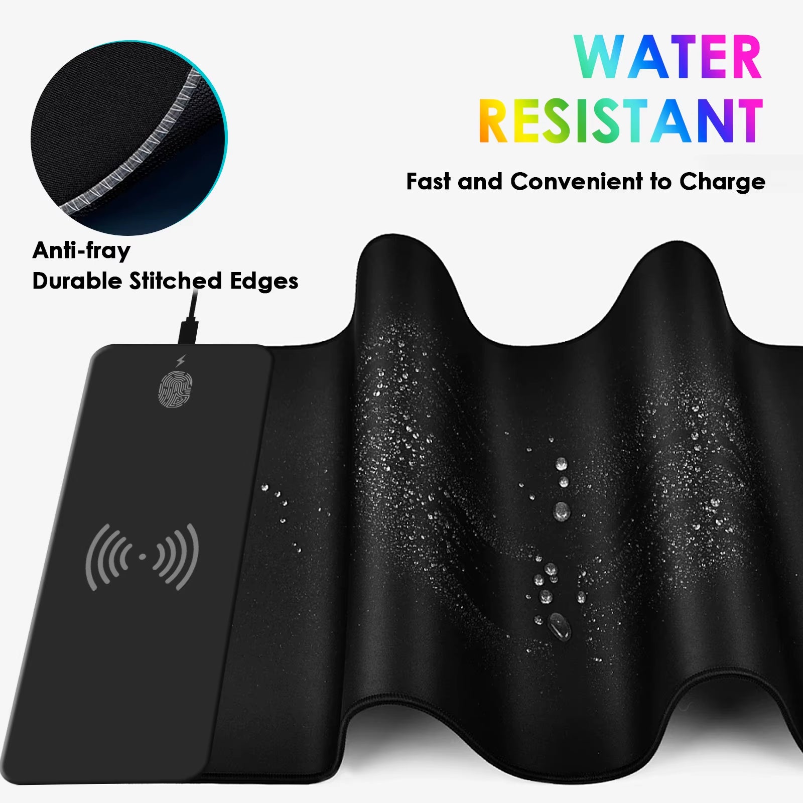 Wireless RGB Gaming Mouse Pad with Wireless Charging and 10 Light Modes - Extra Large Non-Slip Desk Mat for Keyboard