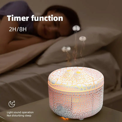 500Ml Volcano Flame Aroma Diffuser 7-Color LED Essential Oil Humidifier Glass Dome Home Gift