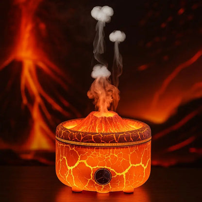 500Ml Volcano Flame Aroma Diffuser 7-Color LED Essential Oil Humidifier Glass Dome Home Gift