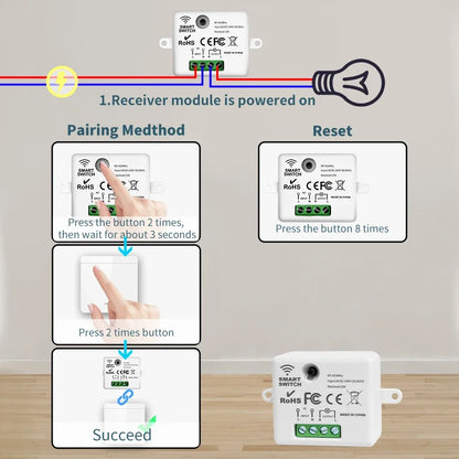 Smart Wireless Switch RF 433Mhz Self-Powered Push Button Wall Panels Remote Controller Light Switch Waterproof Wall Switch