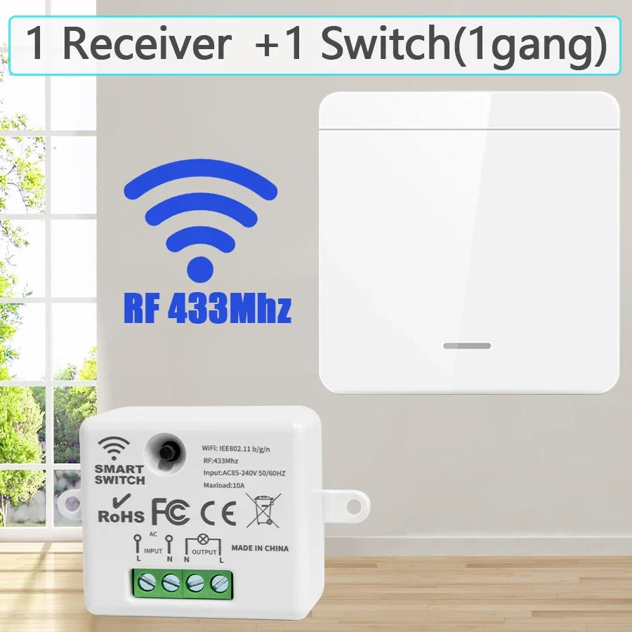 Smart Wireless Switch RF 433Mhz Self-Powered Push Button Wall Panels Remote Controller Light Switch Waterproof Wall Switch