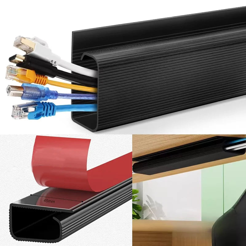 Under-Desk Cable Organizer 40Cm Self-Adhesive Cable Management Cables Raceway for Home and Office